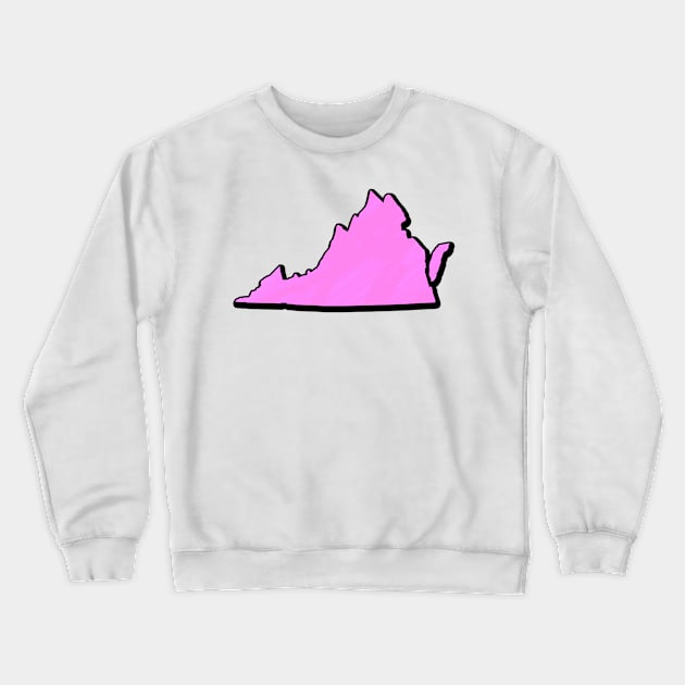 Pink Virginia Outline Crewneck Sweatshirt by Mookle